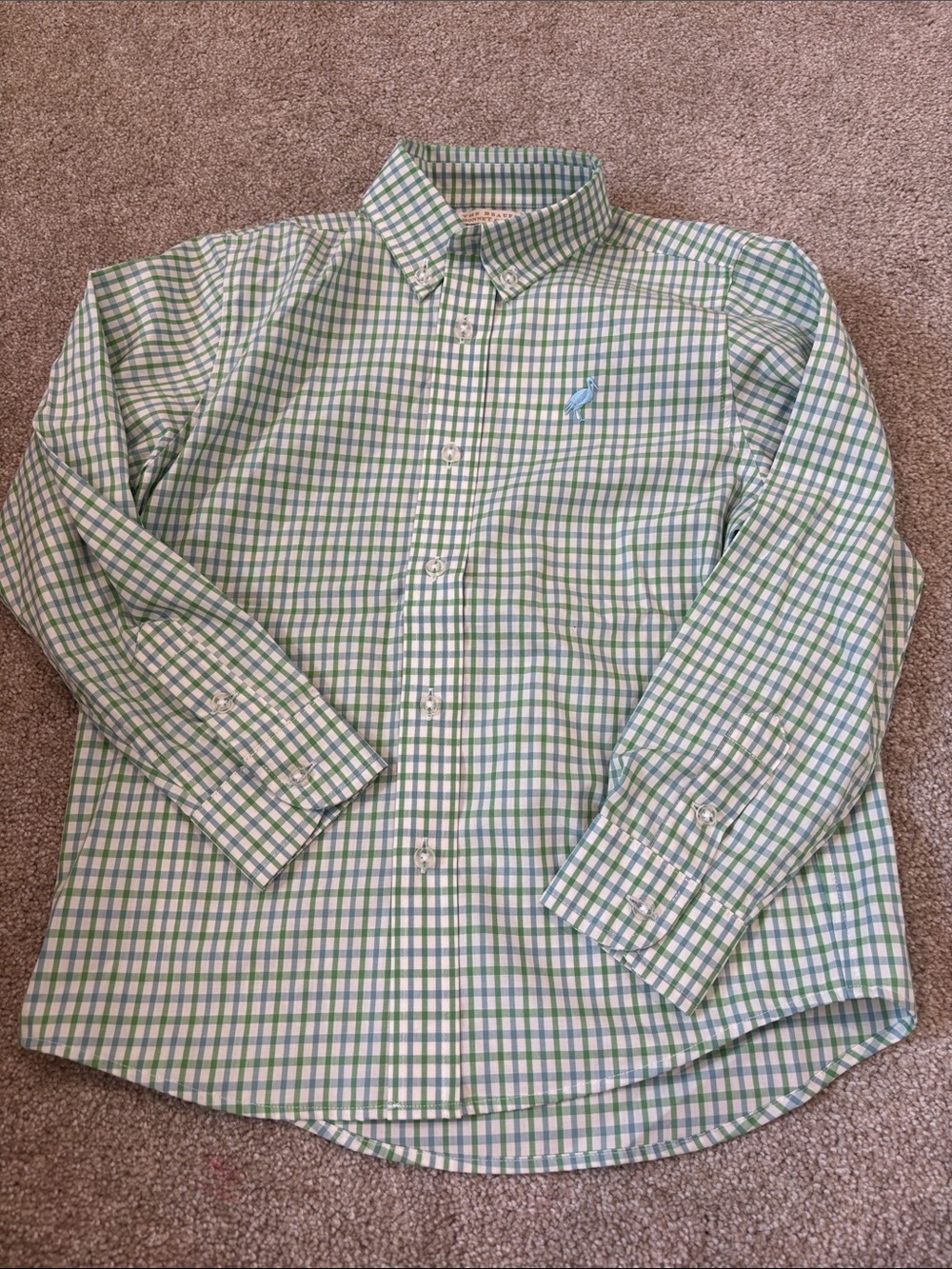 Button-Down Plaid Boys Shirt in Green and Blue - Classic Fit